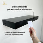Estante flotante negro cerrado que se abre con tarjeta